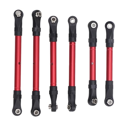 Cerlyiont 6 PCs RC -LKW -Lenkstäbe, Aluminiumlegierung verstellbare Spannschließen Sturzverbindung, Lange Kurze RC -Stangen für Fernbedienung mit Fernbedienung (Rot) von Cerlyiont