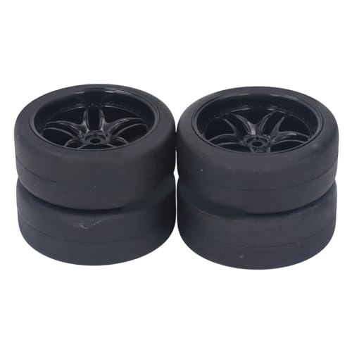 Cerlyiont RC Rally Racing -Reifen, RC 1/10 Skala auf Straßenreifen, Gummi- und Radflecks 12 mm Sechskant, kompatibel mit TT01 TT02 XV01 94122 1/10 RC auf dem Straßenrennwagen (Schwarz) von Cerlyiont