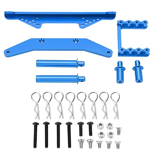 Cerlyiont Vordere und hintere Körperhalterung, Aluminium vorne und hintere Körperhalterungen mit Körperpfosten Upgrade -Teile für 1/10Slash 2WD Rustler Stampede VXL (rot) (Blue) von Cerlyiont