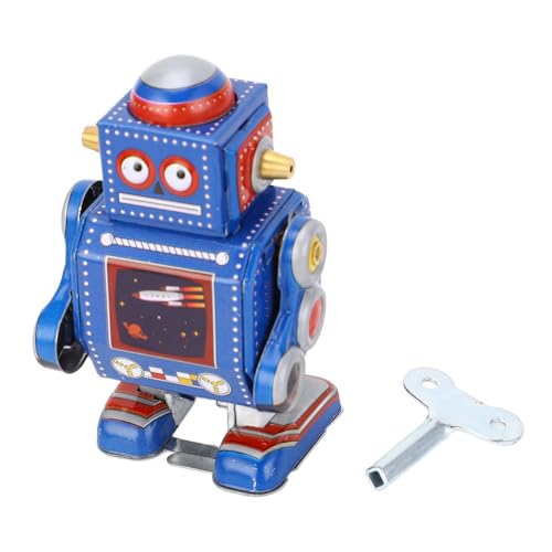 Wind Up Robot Toy, Vintage Decorative Collectible, Interesting Iron Clockwork Robot Toy, Drum Wind Up Robot for Cafe Bar Restaurant (Blue) von Cerlyiont