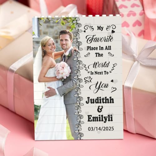Certykllp Personalisierter Cartoon-Baustein-Puzzle, Fotorahmen, individuelles Paar, Baustein-Puzzle, Valentinstag, Jahrestag, Geburtstag, Geschenk für Freundinnen, Freunde, Paare (10) von Certykllp