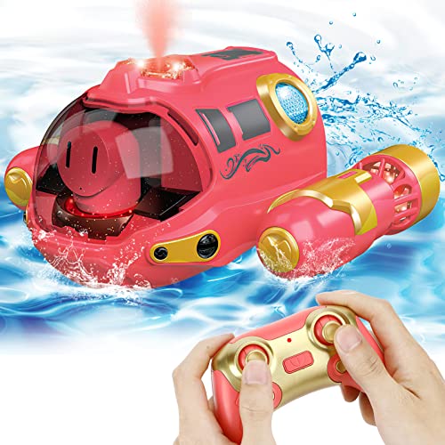 CestMall RC Bootsspielzeuge für Jungen Mädchen, 2.4 GHz Fernbedienungs -Motorboot mit Sprüh Lichtfunktion Doppeltremote Fernbedienungsboote Wieder aufladbare Bootsboot für Pool Lake Outdoor Geschenk von CestMall