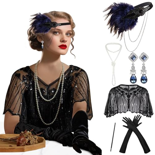 Cetarinop 1920er Jahre Gatsby Zubehör Set Blau von Cetarinop