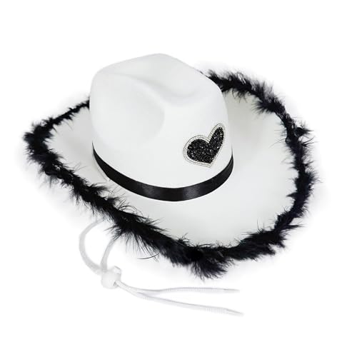 Cexiakong Damen Cowboyhut mit Flauschig und Glitzer Dekoration Cowgirl Hut Mütze Kopfbedeckung für Party Halloween Karneval Kostüm Kostümzubehör Cexiakong Damen Cowboyhut mit Flauschig und Glitzer Dekoration Cowgirl Hut Mütze Kopfbedeckung für Party Halloween Karneval Kostüm Kostümzubehör von Cexiakong