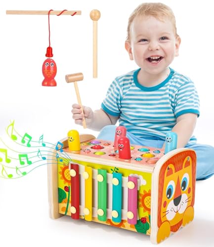 Cexovo Montessori Spielzeug 3 Jahre 4-in-1 Hammerspiel Spielzeugkiste Hammerspiel Holzspielzeug Motorikspielzeug Lernspielzeug,Geschenk Kinderspielzeug ab 3 4 5 Jahre Mädchen Junge Cexovo Montessori Spielzeug 3 Jahre 4-in-1 Hammerspiel Spielzeugkiste Hammerspiel Holzspielzeug Motorikspielzeug Lernspielzeug,Geschenk Kinderspielzeug ab 3 4 5 Jahre Mädchen Junge von Cexovo