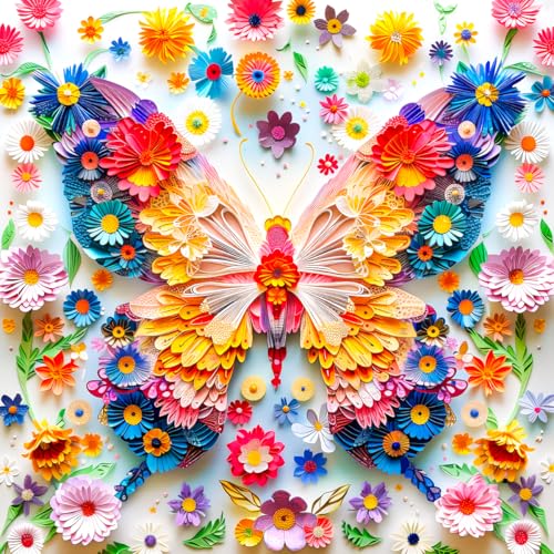 Cgoalmoer Puzzle Papier Kunst Stil Schmetterling Puzzles für Erwachsene 1000 Teile, herausfordernde bunte Blumen Schmetterlinge Puzzles von Cgoalmoer