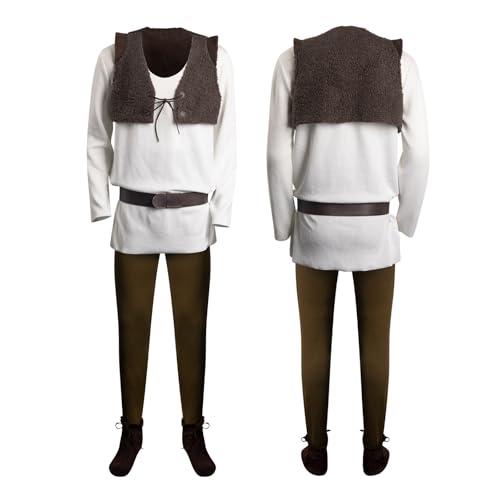 Chahouk Grünes Monster-Cosplay-Kostüm, weißes Oberteil, braune Plüschweste, Hose, Gürtel, Schuhüberzug, Zubehör, komplettes Outfit-Set von Chahouk