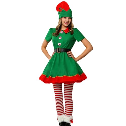 Chaies Elfenkostüm für Erwachsene – Weihnachtsmann-Assistent | Cosplay-Kleidung, Urlaubskostüme von Chaies