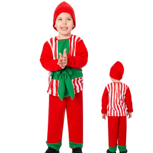 Chaies Geschenkbox verkleiden - Weihnachtskostüm für Jungen und Mädchen mit Schleife und Hut | Kinderkostümzubehör für Rollenspiele, Familientreffen, Weihnachtsfeier, Fotografie von Chaies