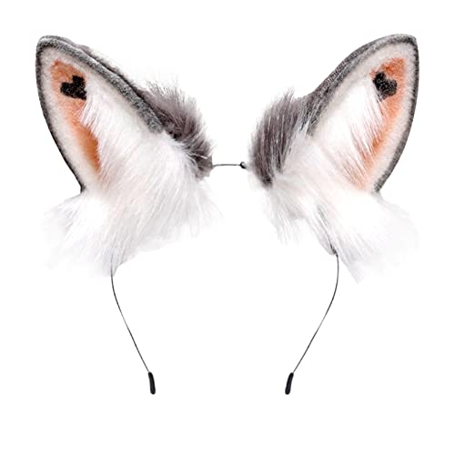 Chaies Haarband mit Wolfsohren, Katzenohren, Katzenohren, langes Fell, rutschfest, handgefertigt, robust und elegant, Cosplay-Kostüm von Chaies