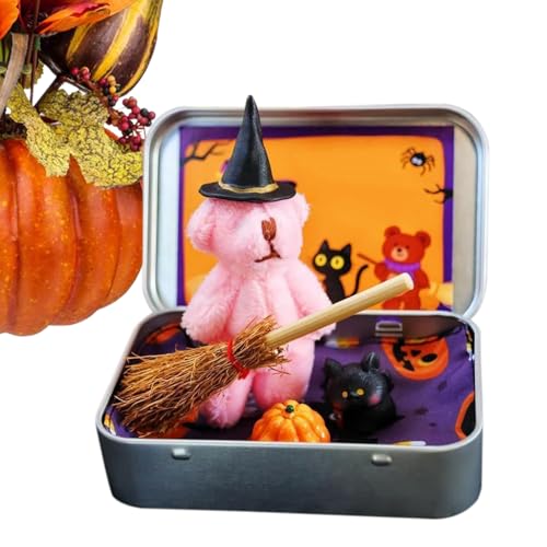 Chaies Halloween Bärenbox - Plüsch Hexenbär Halloween Box - Zauberhaftes Deko Spielzeug Für Schreibtisch Wohnzimmer Chaies Halloween Bärenbox - Plüsch Hexenbär Halloween Box - Zauberhaftes Deko Spielzeug Für Schreibtisch Wohnzimmer von Chaies