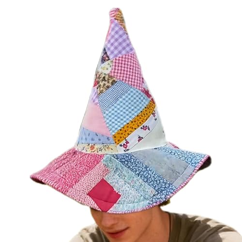 Chaies Hexenhut Für Damen,Halloween Volkskunst Stepphexenhut - Handgefertigter Kopfschmuck für Frauen Zauberer Verkleidung Darsteller Rollenspiel,Tägliches Rollenspiel Verkleidung Weihnachtsfeste von Chaies