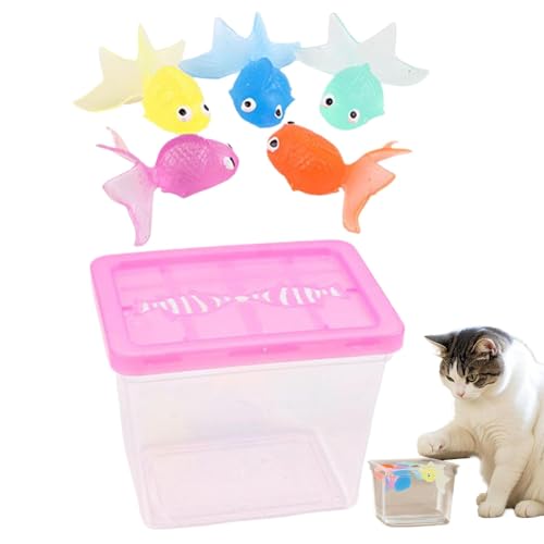Chaies Kleines Aquarium mit bewegenden künstlichen Fischen, Fischfigur Spielset - Simulation Fischtank Katzenfischerei Spielzeug,Meerestiere Figuren modellieren für Kinder, Babys und Kätzchen von Chaies