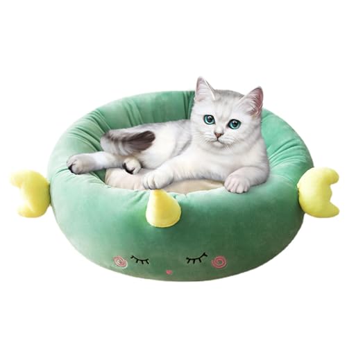 Chaies Plüsch-Haustierbett, beruhigendes Hundebett - Bequemes Kätzchennest, flauschiges Welpenbett - Süßes und weiches rundes Donut-Kuschelbett, wärmendes, gemütliches Plüsch-Schlafbett für Katzen und von Chaies