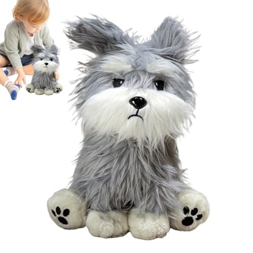 Chaies Plüschhund Spielzeug Für Kinder - Realistisches Plüsch Schnauzer Modell | Niedliches Kuscheltier Modell, Dekorativer Schlafbegleiter Für Schlafzimmer Arbeitszimmer Und Wohnzimmertisch von Chaies