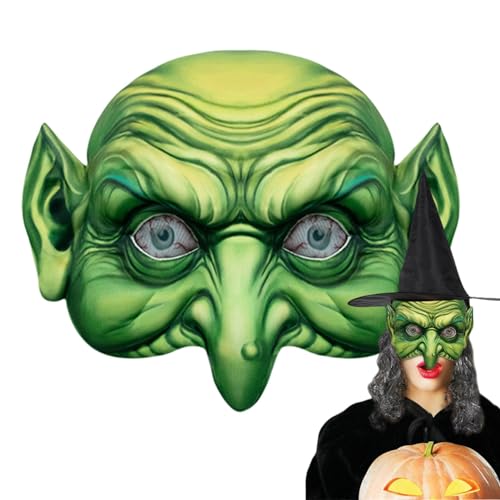 Chaies Schwarze Hexe Perückenhut, Halloween Hexe Perückenhut Halloween Hexe Kostüm Set Halloween Hexe Gesichtsbedeckung für Rollenspiele Zubehör von Chaies