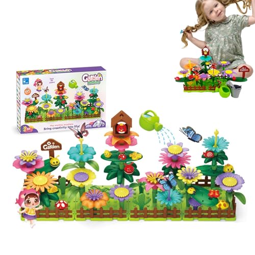 Chaies Spielzeugbaustein für Blumengarten,Bauspielzeug für Blumengarten - Gartenbausteine-Set,DIY-Bausteine, Stapelspielzeug, Blumengarten-Spielzeug für Kinder ab 3 Jahren von Chaies