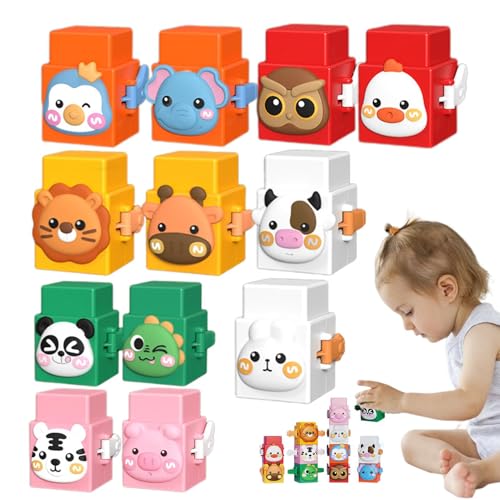 Chaies Stapelbare Bausteine für Tiere, stapelbare Becher für Tiere – Bausteine Lernspielzeug, stapelbares Spielzeug, 12 Stück, Gleichgewichtspiel für von Chaies