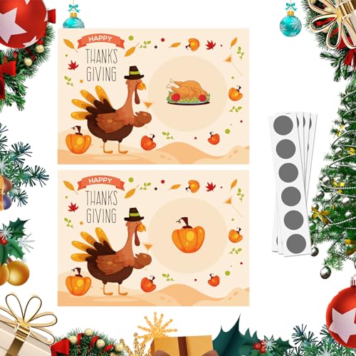 Chaies Thanksgiving-Spiel-Rubbelkarten,48 herausfordernde Kürbiskarten für Thanksgiving-Rubbelspaß | Klassenzimmeraktivitäten für Zusammenkünfte, Schulveranstaltungen, Gruppenspiele von Chaies