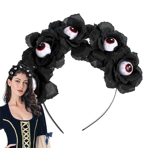 Chaies Totenkopf Halloween Haarreif,Totenkopfband Haarreif - Kostüm-Party-Kopfbedeckungen, Gothic-Blumen-Haarreifen für Kinder, Jungen und Mädchen von Chaies