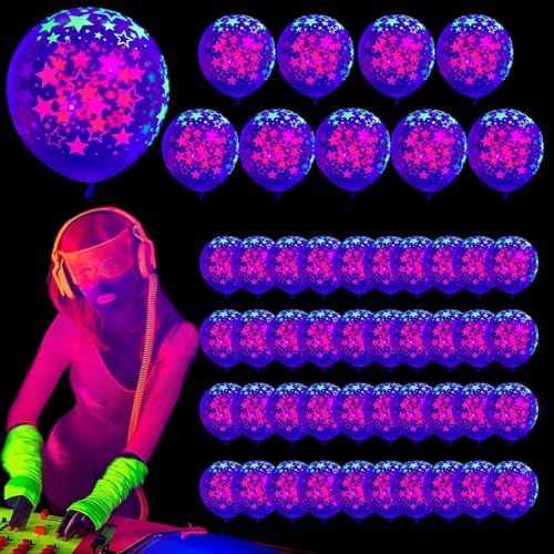Im Dunkeln leuchtende Luftballons | 12 Zoll leuchtende Partyballons UV-reaktiv leuchtende Ballons,50 Stück fluoreszierende Luftballons, die im Dunkeln leuchten, Partyzubehör für Feiertage, Chaies von Chaies