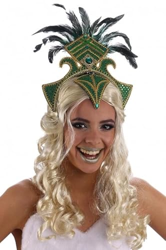 Chaks 12180, Schöne Bahia Karneval Kopfbedeckung mit Federn, grün von Chaks