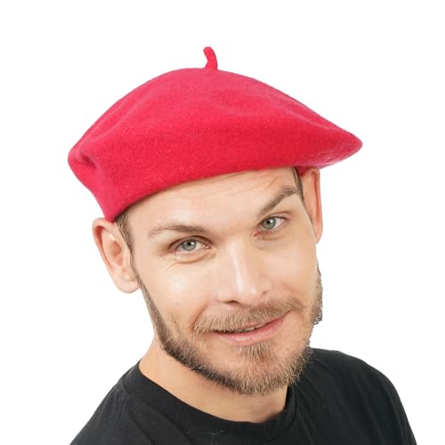 Chaks - Baskenmütze für Erwachsene, klassischer französischer Stil, Beret aus Wolle, Maler Hut für Karneval, Mottoparty von Chaks