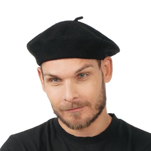 Chaks - Baskenmütze für Erwachsene, klassischer französischer Stil, Beret aus Wolle, Maler Hut für Karneval, Mottoparty von Chaks