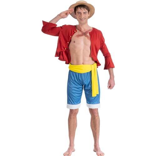 Chaks C4612M Luffy One Piece Kostüm für Erwachsene, Größe M, Mehrfarbig von Chaks