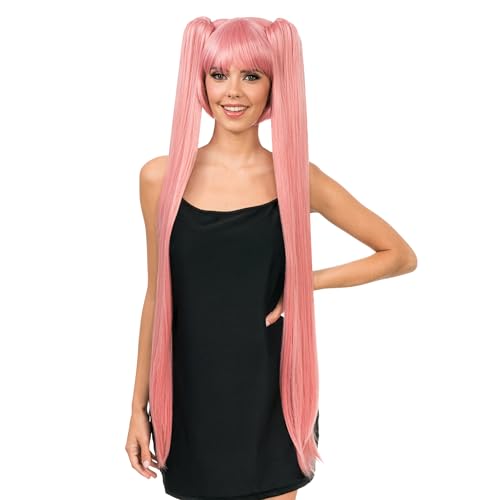 Chaks - Cosplay Perücke mit Pony, zwei lange Zöpfe, 99 cm, Langhaarperücke für Karneval, Festival Chaks - Cosplay Perücke mit Pony, zwei lange Zöpfe, 99 cm, Langhaarperücke für Karneval, Festival von Chaks