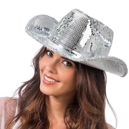 Chaks - Cowboyhut mit Glitzer Effekt, Kopfbedeckung für Disco, Karneval, Festival, Junggesellinnenabschiede von Chaks