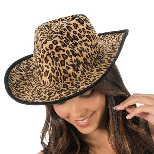 Chaks - Cowboyhut mit Leopardenmuster, Hut für Western Kostüme, Accessoires für Karneval, Festival und JGA von Chaks