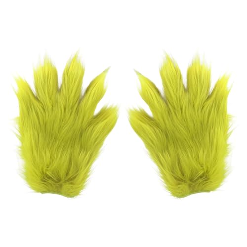 Chaks - Der Grinch™ Handschuhe mit grünem Kunstpelz, Weihnachtshandschuhe, Accessoires für Grinch Kostüme von Chaks
