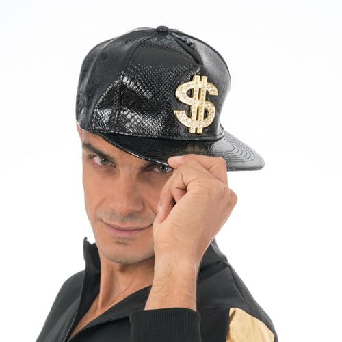 Chaks - Dollar Basecap für Erwachsene, glitzernde Jahre 90er Rapper Mütze für Karneval, Festival, Mottoparty von Chaks