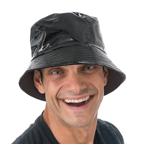 Chaks - Fischerhut aus Vinyl, Schwarzer Bucket Hat mit Glanz, Mütze für Festival, Karneval, Mottoparty Chaks - Fischerhut aus Vinyl, Schwarzer Bucket Hat mit Glanz, Mütze für Festival, Karneval, Mottoparty von Chaks