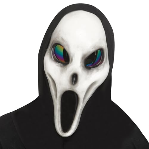 Chaks - Geist Maske mit Regenbogenaugen, Gruselmaske aus Kunststoff, Kostüm Accessoires für Halloween und Karneval von Chaks