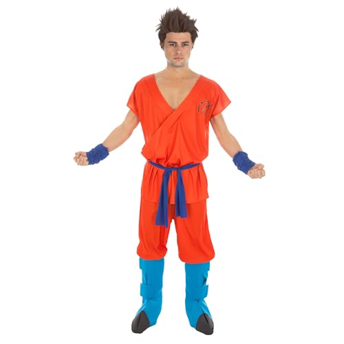 Chaks - Goku Super Saiyajin Gott Kostüm, Dragon Ball, 7-teiliges Set für Erwachsene, Outfit für Karneval und Anime Fans Chaks - Goku Super Saiyajin Gott Kostüm, Dragon Ball, 7-teiliges Set für Erwachsene, Outfit für Karneval und Anime Fans von Chaks