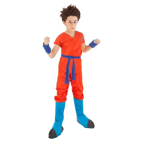 Chaks - Goku Super Saiyajin Gott Kostüm, Dragon Ball, 7-teiliges Set für Kinder, Outfit für Karneval und Anime Fans von Chaks