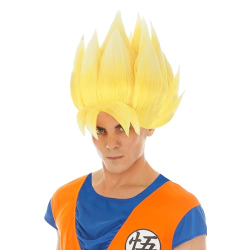 Chaks - Goku Super Saiyajin Perücke, Gelb, Dragon Ball, Kostüm Accessoire für Karneval, Halloween und Anime Fans von Chaks