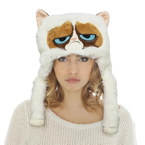 Chaks - Grumpy Cat Tiermütze aus Plüsch für Erwachsene, Kopfbedeckung mit Pfoten für Karneval, Mottoparty Chaks - Grumpy Cat Tiermütze aus Plüsch für Erwachsene, Kopfbedeckung mit Pfoten für Karneval, Mottoparty von Chaks