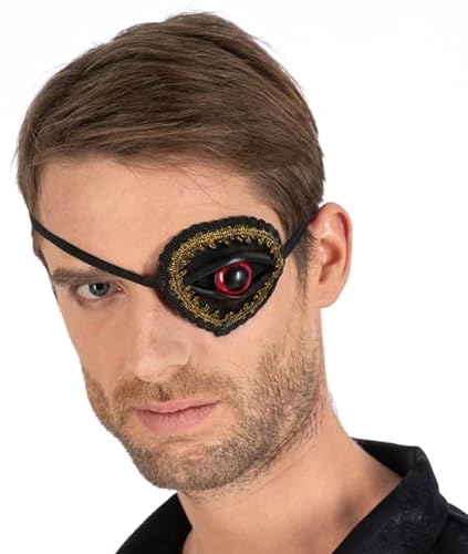Chaks Gruselige Augenklappe Red Eye | Schwarz Rot - Halloween Zubehör Zauberer Dämon von Chaks