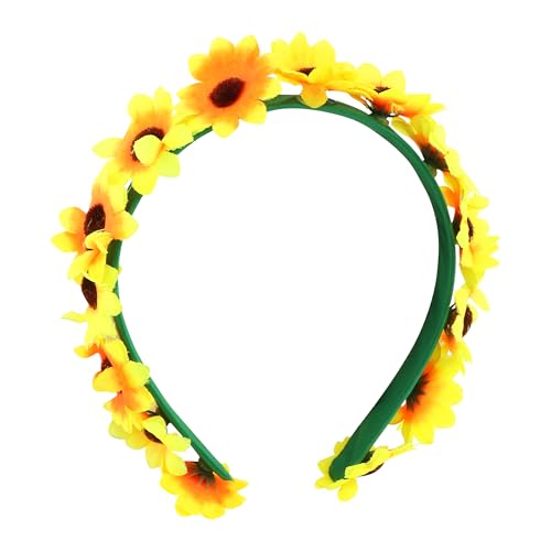 Chaks - Haarreif mit Sonnenblumen, Blumenkranz für Damen, Hippie, 70er Jahre, Accessoires, Festival, Karneval von Chaks