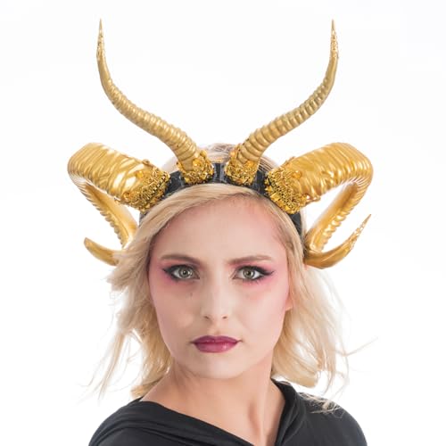 Chaks - Haarreif mit geschwungenen Hörnern für Damen, Gold oder Silber, Kostüm Accessoires für Halloween und Karneval Chaks - Haarreif mit geschwungenen Hörnern für Damen, Gold oder Silber, Kostüm Accessoires für Halloween und Karneval von Chaks