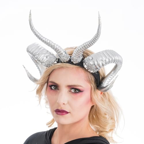 Chaks - Haarreif mit geschwungenen Hörnern für Damen, Gold oder Silber, Kostüm Accessoires für Halloween und Karneval Chaks - Haarreif mit geschwungenen Hörnern für Damen, Gold oder Silber, Kostüm Accessoires für Halloween und Karneval von Chaks