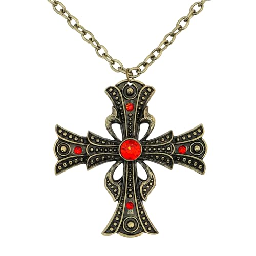 Chaks Halskette mit Strass Kreuz Vampire - Gold Rot von Chaks