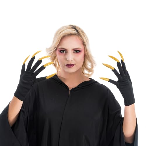 Chaks - Handschuhe mit Glitzer Fingernägeln, 1 Paar, Kostüm Accessoires für Hexen, Vampire an Halloween und Karneval Chaks - Handschuhe mit Glitzer Fingernägeln, 1 Paar, Kostüm Accessoires für Hexen, Vampire an Halloween und Karneval von Chaks