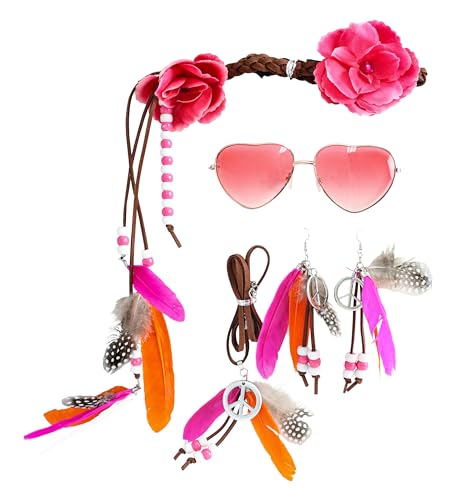 Chaks - Hippie Accessories Set, 4-teilig, Flower Power, mit Peace Kette, Herzbrille, Haarschmuck und Ohrringe Chaks - Hippie Accessories Set, 4-teilig, Flower Power, mit Peace Kette, Herzbrille, Haarschmuck und Ohrringe von Chaks