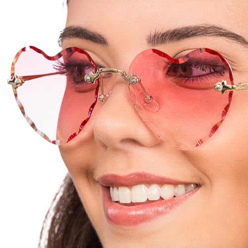 Chaks - Hippie Brille Herzform, Rosa Partybrille, Metallgestell, Retro Sonnenbrille für Damen und Herren, Festival, Karneval, Fasching Chaks - Hippie Brille Herzform, Rosa Partybrille, Metallgestell, Retro Sonnenbrille für Damen und Herren, Festival, Karneval, Fasching von Chaks