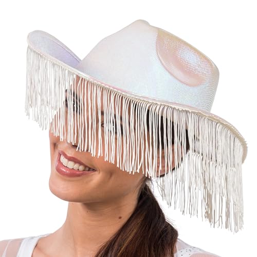 Chaks - Holografischer Cowboyhut mit Fransen, Hut für Western Kostüme, Accessoires für Karneval, Festival und JGA Chaks - Holografischer Cowboyhut mit Fransen, Hut für Western Kostüme, Accessoires für Karneval, Festival und JGA von Chaks