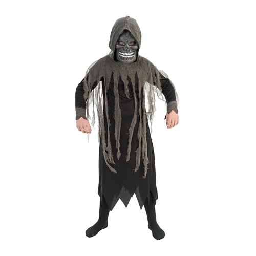 Chaks - Kinderkostüm Sensenmann, 3-teiliges Set, Tunika, Kapuze und Totenkopfmaske, Outfit für Halloween und Karneval Chaks - Kinderkostüm Sensenmann, 3-teiliges Set, Tunika, Kapuze und Totenkopfmaske, Outfit für Halloween und Karneval von Chaks